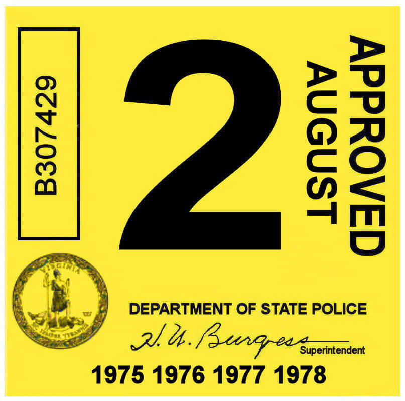 (image for) 1975-78 Virginia INSPECTION Sticker